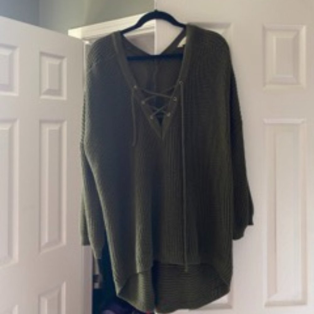 green sweater